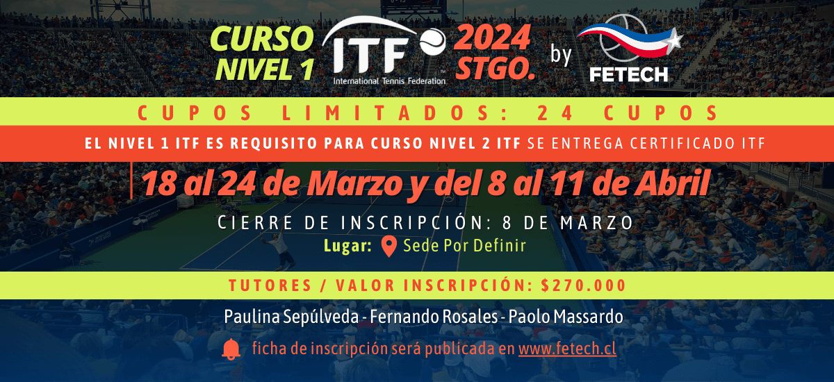 Listado seleccionados Primer Curso Nivel 1 ITF para entrenadores 2024