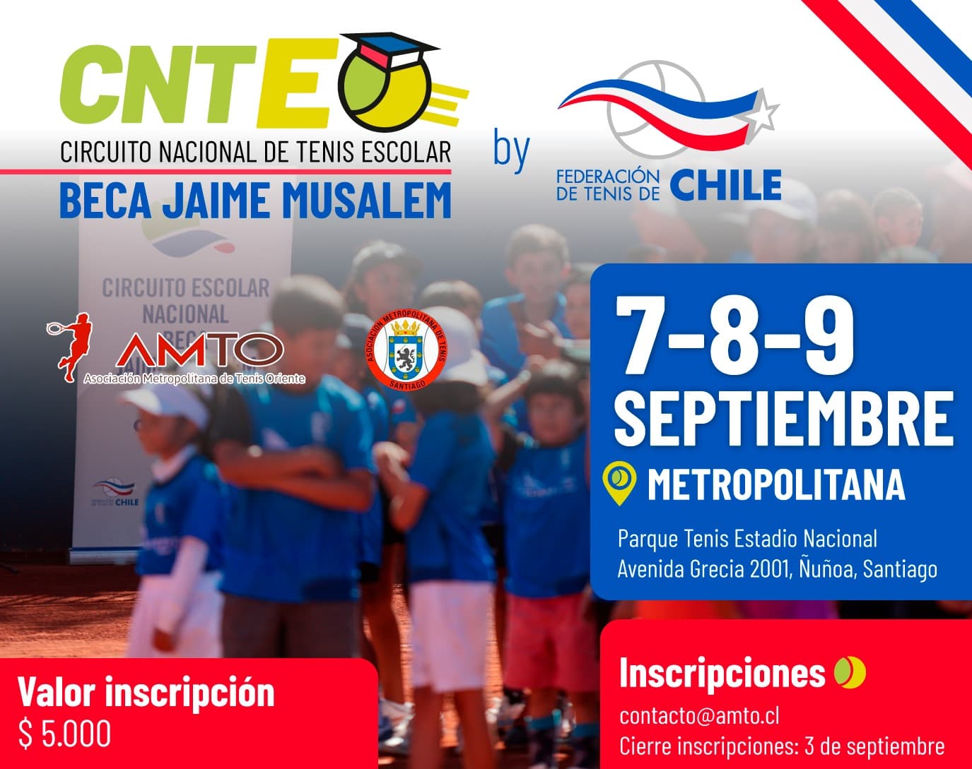 Información Primera Fecha Circuito Escolar de Tenis Federado Región Metropolitana