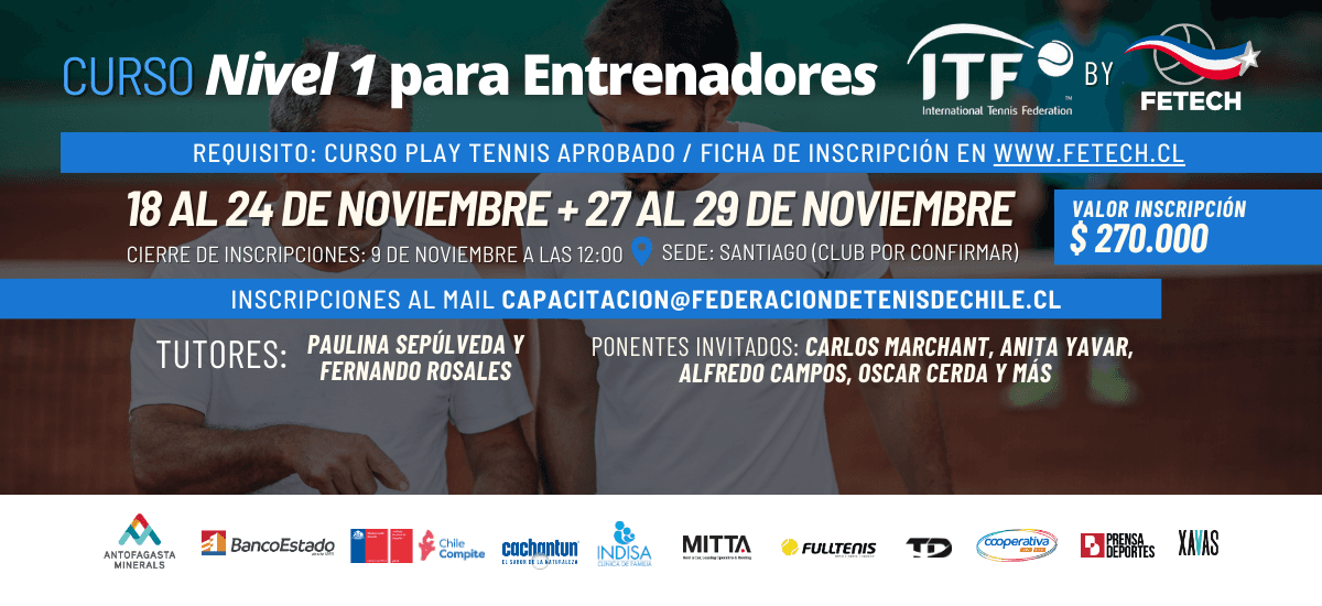 Listado seleccionados Curso Nivel 1 ITF para entrenadores 2024