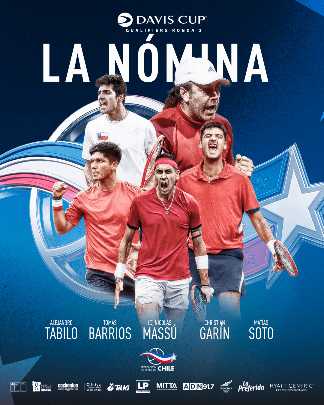 Chile confirma su nómina para enfrentar a España por Copa Davis